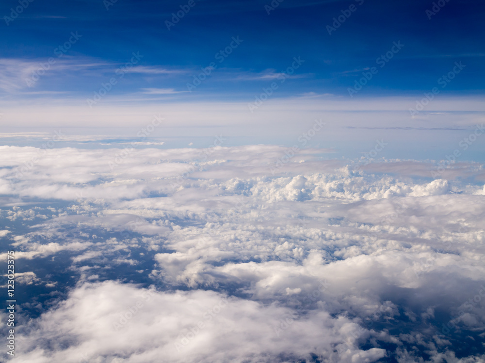 Cool soft unique white cloud and blue sky view from window of airplane while flying over Thailand. Cool soft unique white cloud and blue sky view from window of airplane while flying over Thailand.