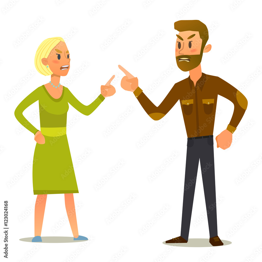 Couple in a fight.Vector Illustration of  flat design