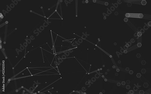 Abstract polygonal space low poly dark background, 3d rendering