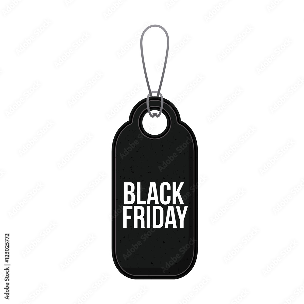 hanging black tag icon. Black friday price offer discount and market design. Isolated design. Vector illustration