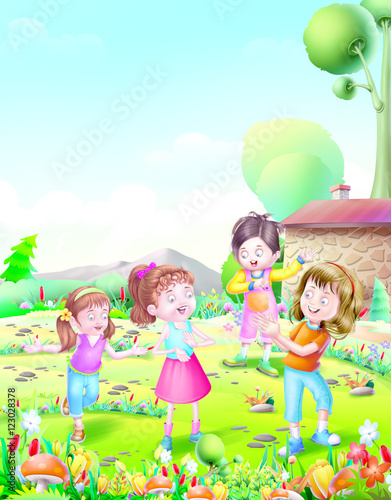 Girls playing and clapping ...