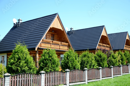 The wooden holiday houses