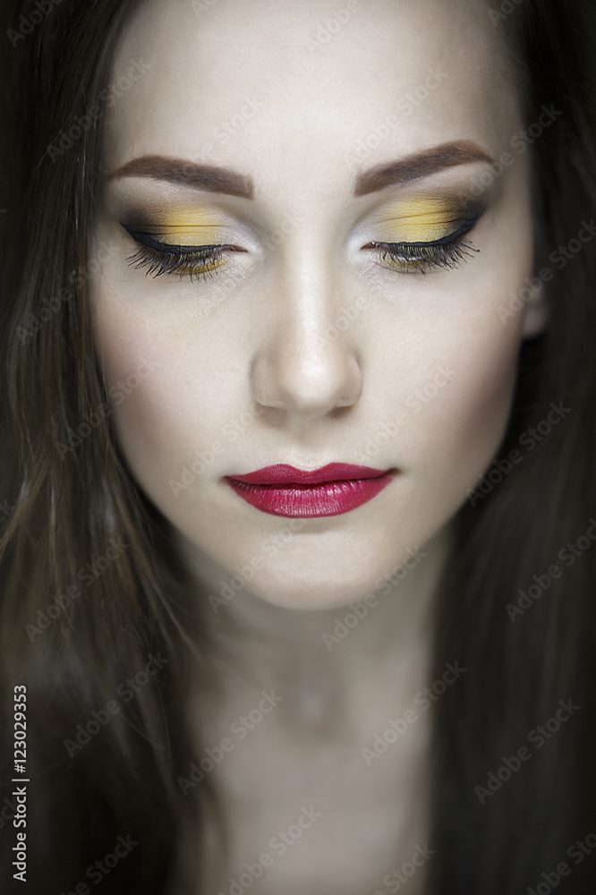 custom made wallpaper toronto digitalPortrait of a beautiful young girl on a dark green background