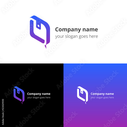 Logo purse-chat. Logotype with wallet and chat vector template design. Color gradient sign, symbol, icon. Concept logo for business, chatting, community, bank company.