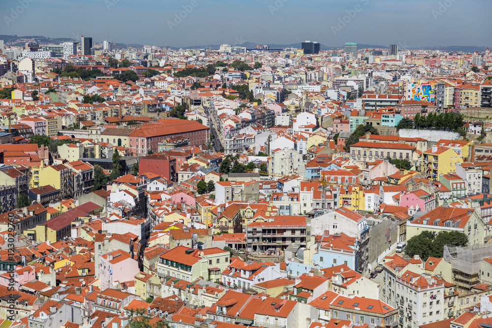 view on travel Lisbon from castle sao jorge