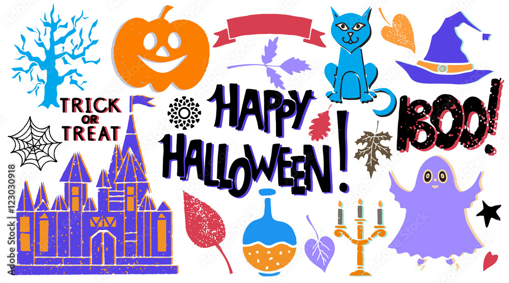 Obraz premium Halloween design elements set
