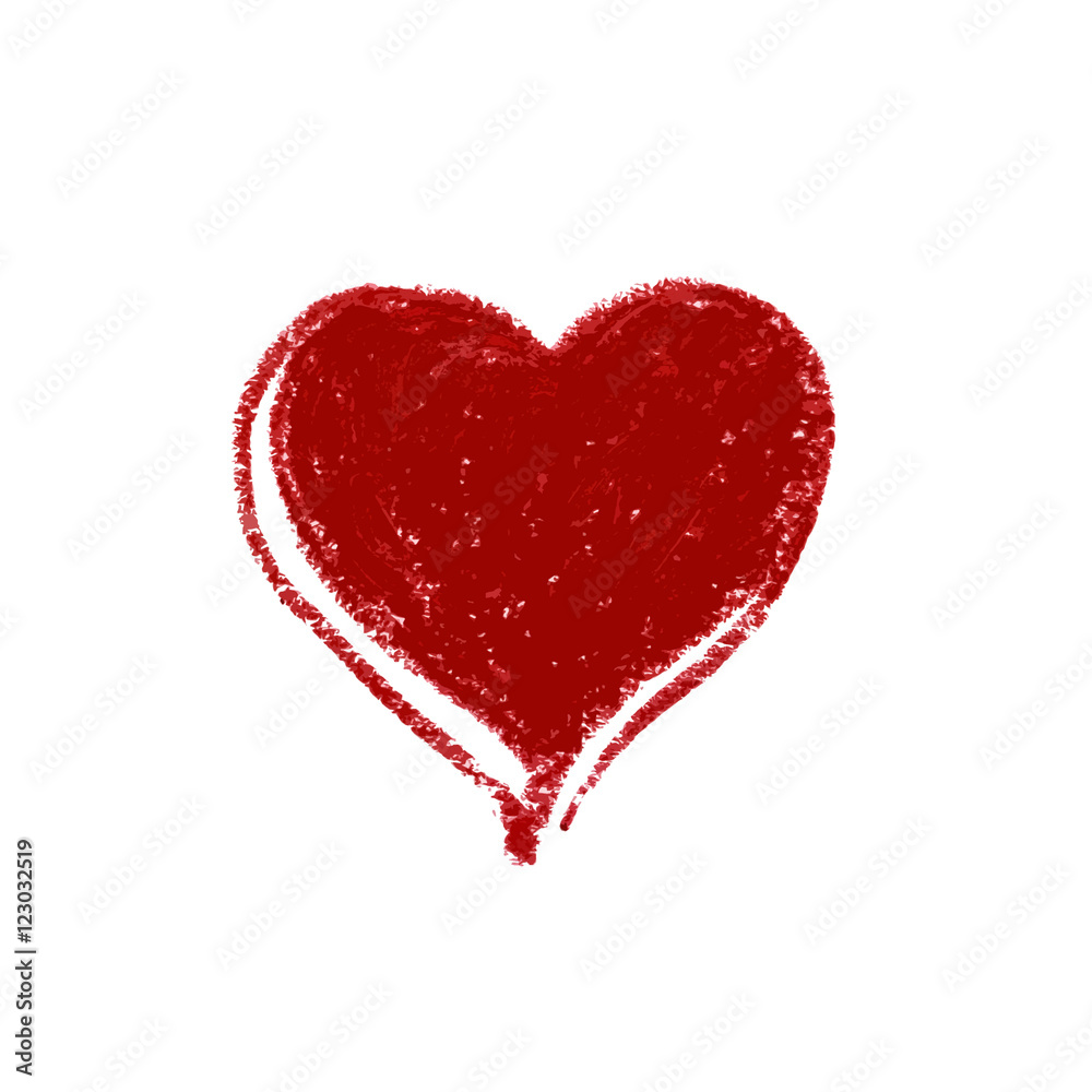 Hand painted red Heart isolated on white as symbol of love, Valentine Day.
