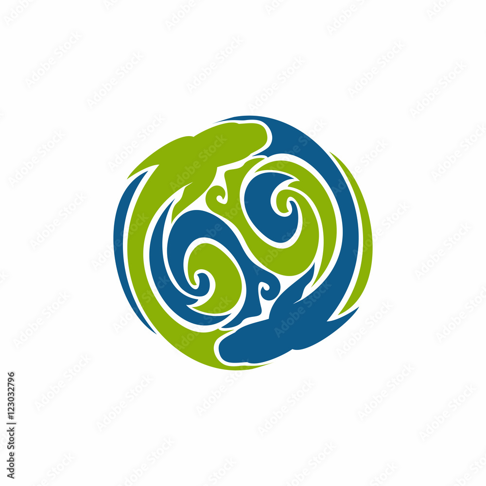 Abstract Fish Zen Yin Yang Logo Icon