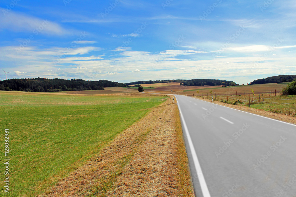 Fototapeta premium Strasse in der Natur unter blauem Himmel