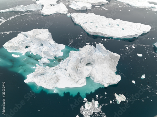 beautiful icebergs are on arctic ocean