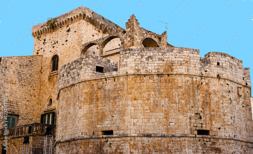 detail Norman tower of the castle of Conversano, Puglia - Italy