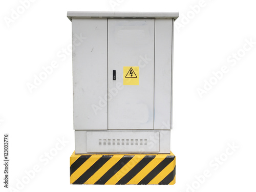 Outdoor cabinet for electrical equipment on white isolated background