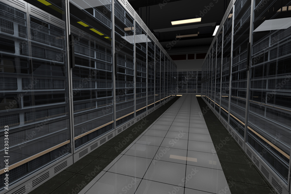 Obraz premium Blackout in Modern Data Center Server Room