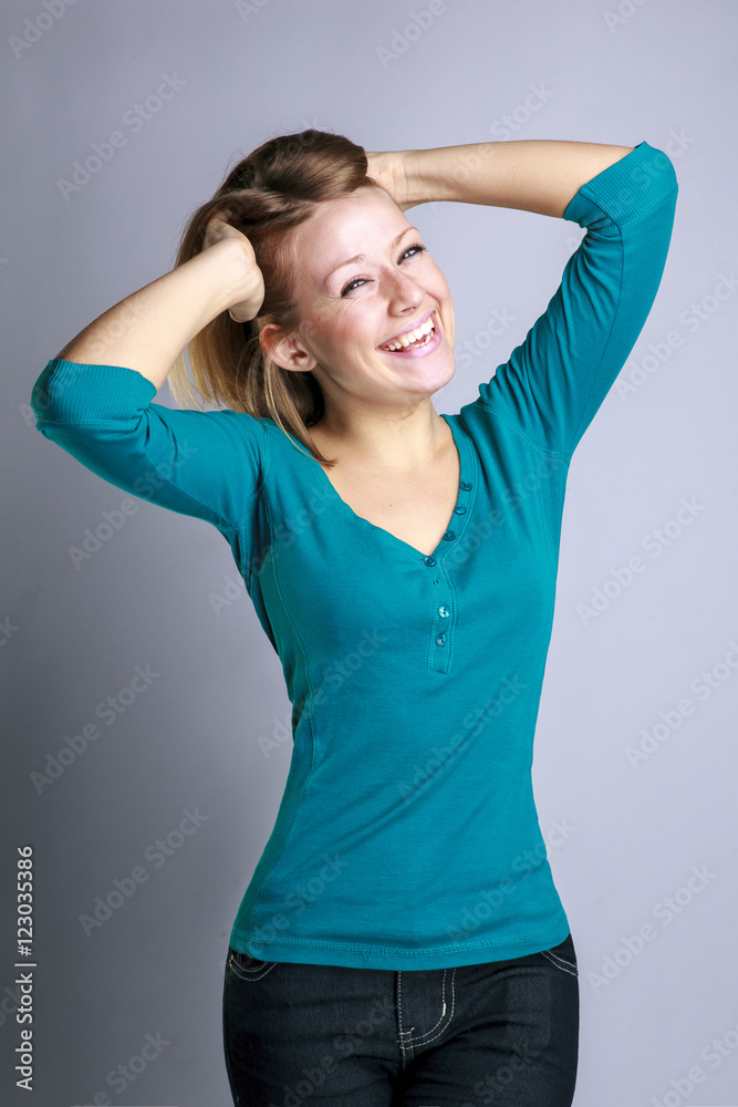 Portrait of beautiful girl in Studio emotions and gestures Portrait of beautiful girl in Studio emotions and gestures