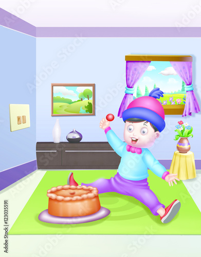 Boy with a cake