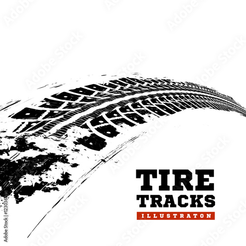 Tire tracks on white