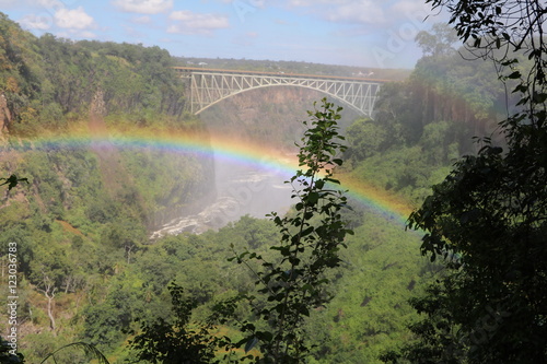 Rainbow in front of Victoria Falls Bridge  Zambia  Africa