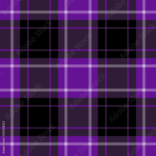 seamless purple, black tartan with white stripes