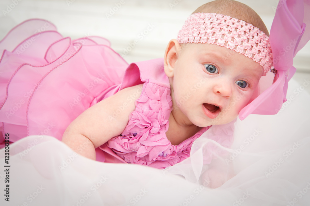 Portrait of a beautiful little baby girl in pink Portrait of a beautiful little baby girl in pink