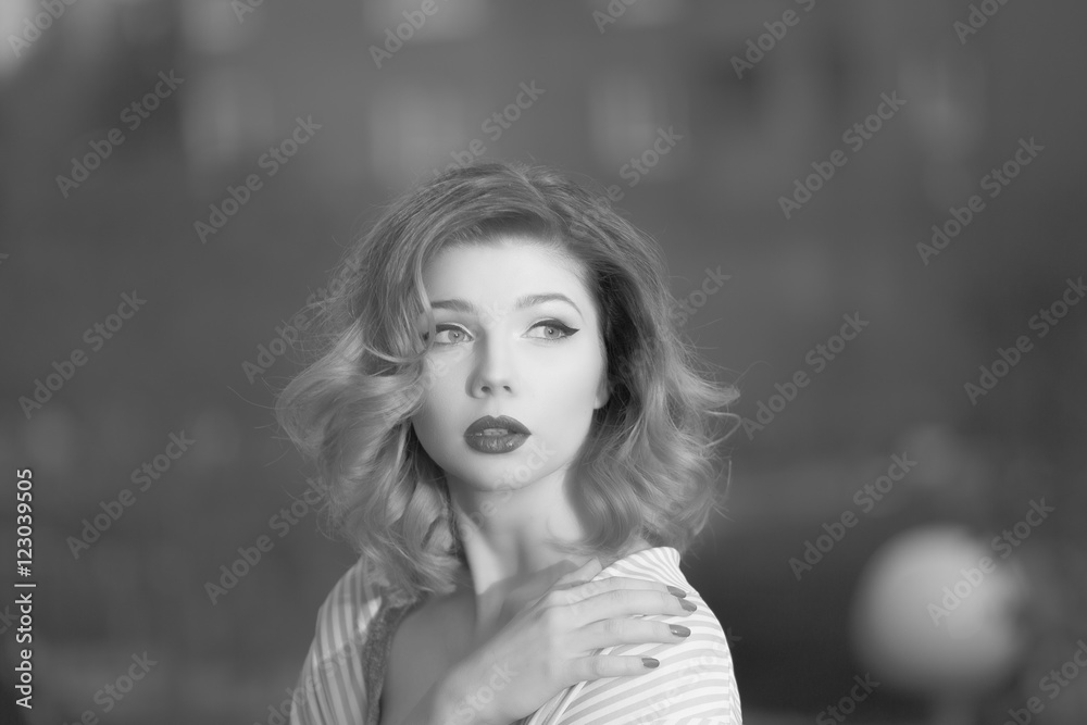 Portrait of beautiful young girls black white Portrait of beautiful young girls black white