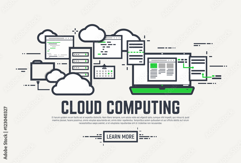 Obraz premium Cloud computing banner