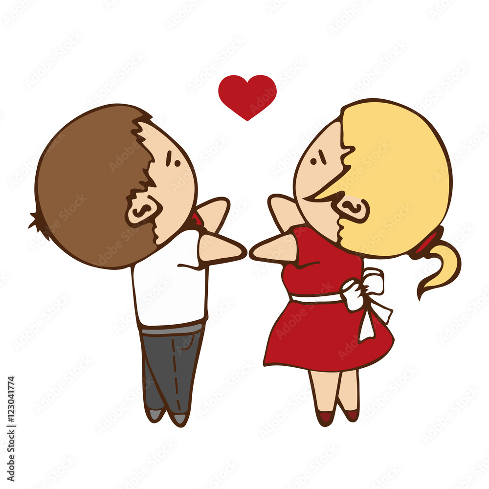 Couple cute characters man and woman in love. Couple cute characters man and woman in love.