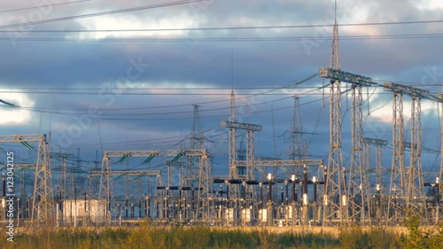 landscape with high voltage pylons and power lines