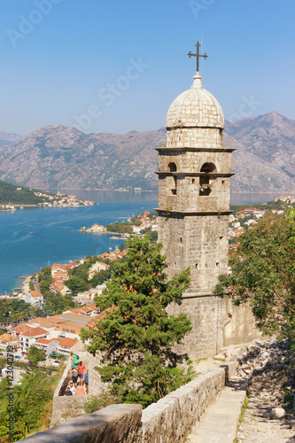 View of Kotor city and Church of Our Lady of Remedy. Montenegro