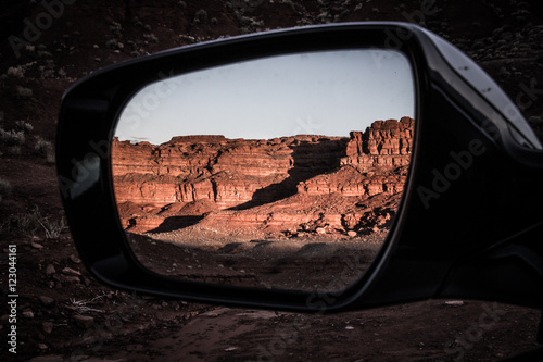 Rocks in the cars side mirror
