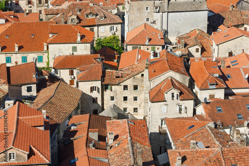 Red roofs of Old Town of Kotor. Montenegro