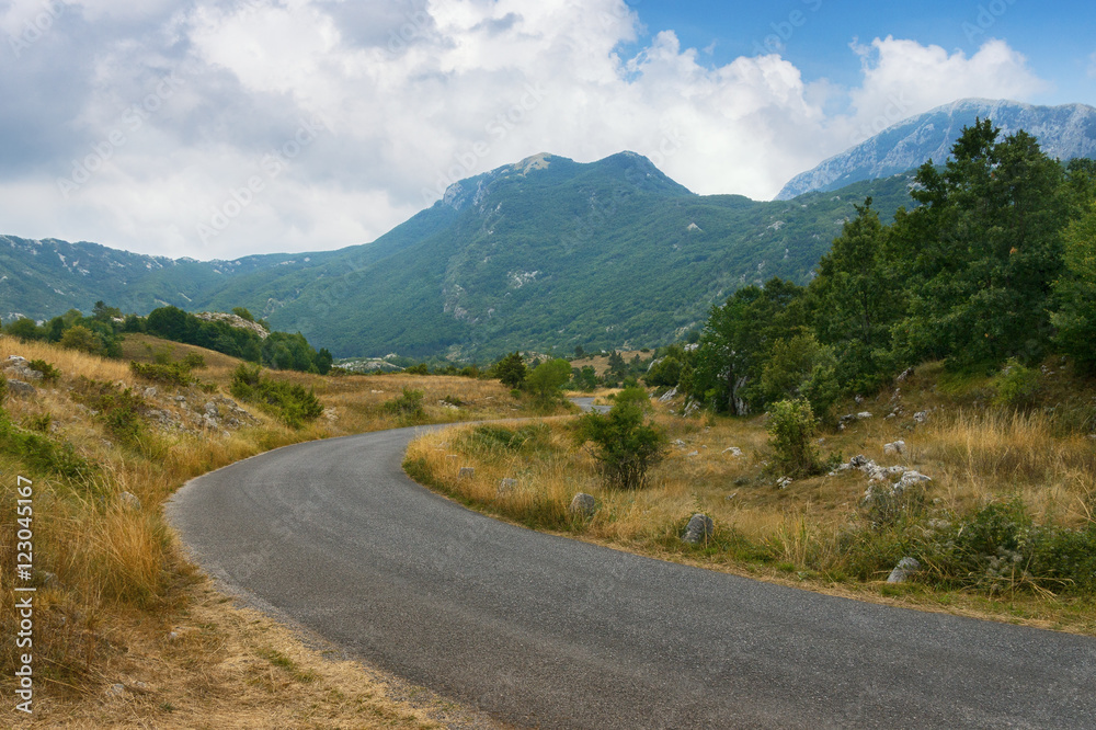 Road  in Lovcen National Park. Montenegro
