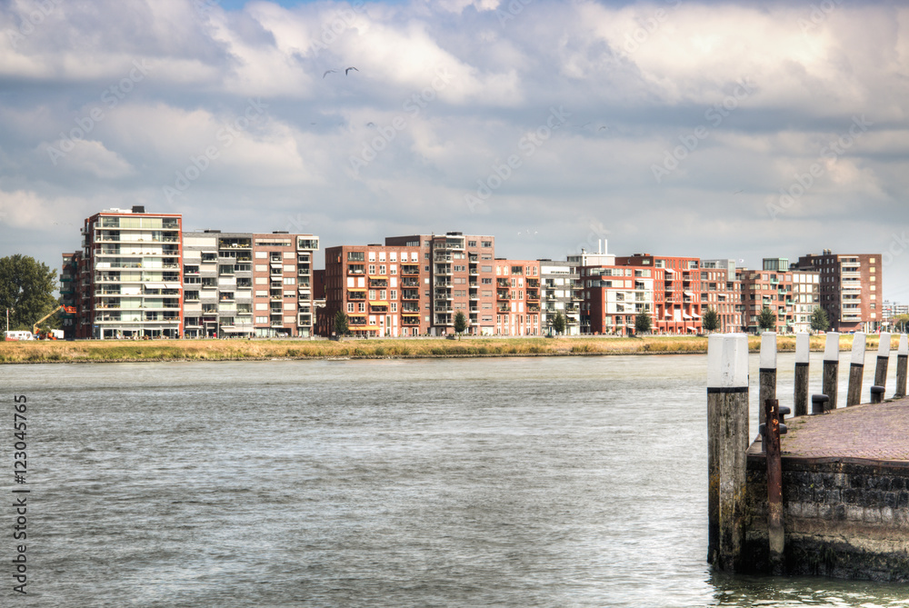 View over the Maas river in Dordrecht, Netherlands.