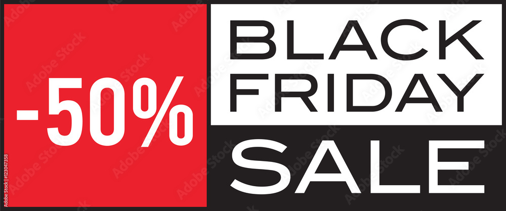 Fototapeta premium Black Friday Sale, -50%, seasonal sale, vector design