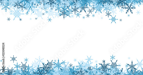 Winter banner with blue snowflakes.
