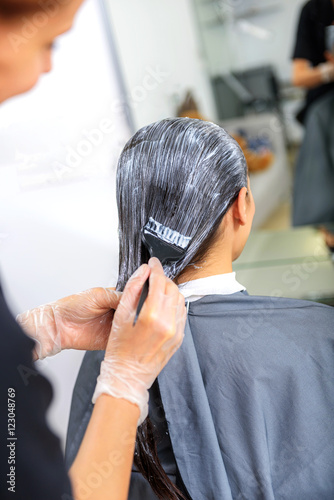 process of hair coloring in the salon