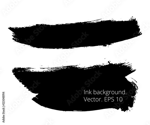 Set of black hand drawn banners  abstract creative textures made with ink. Brush strokes.Vector. EPS 10. Grunge illustrations. Black spots template. Collection freehand shapes.