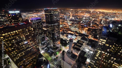 Time Lapse of Downtown LA Night City Lights -Zoom In-
