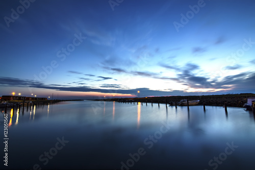 Harbor at twilight/Amazing long exposure hdr photo of a harbor at the blue hour