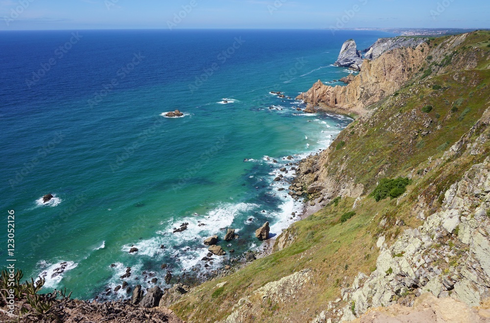 View of the Atlantic coast in Cabo da Roca (Cape Roca) in Western Portugal View of the Atlantic coast in Cabo da Roca (Cape Roca) in Western Portugal