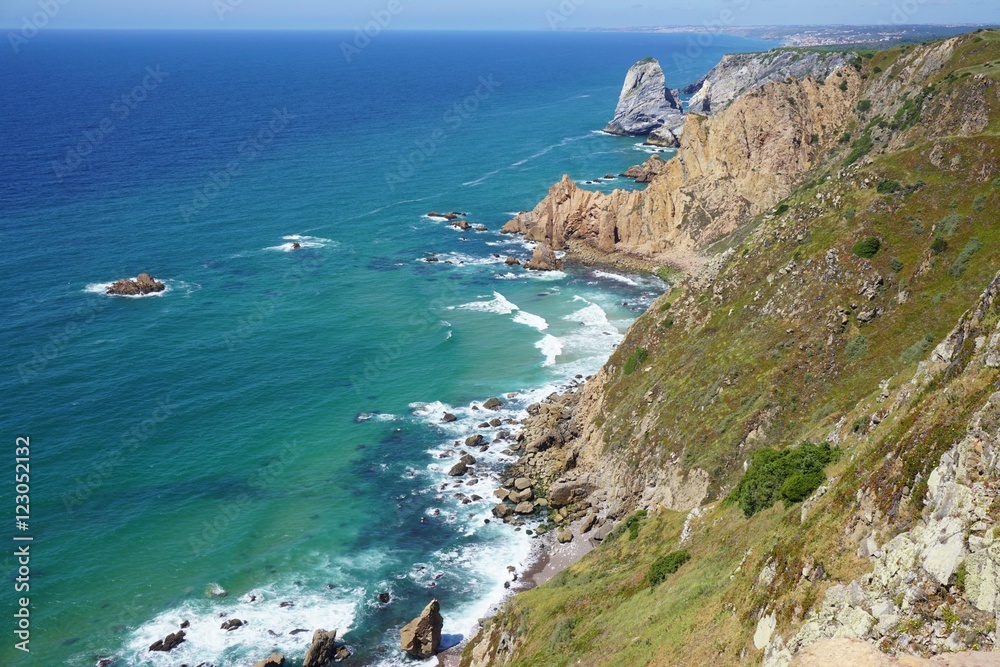 View of the Atlantic coast in Cabo da Roca (Cape Roca) in Western Portugal