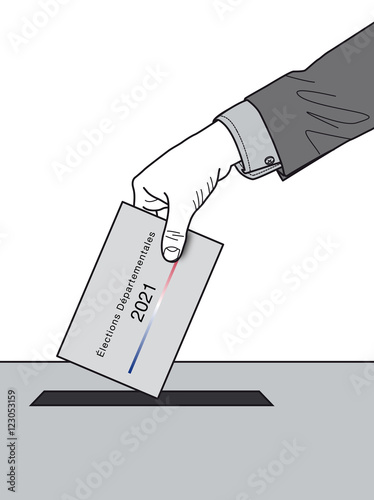 Elections Départementales - Main déposant un bulletin