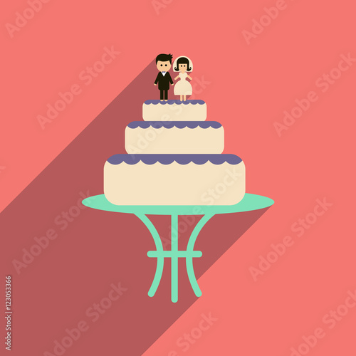 Flat web icon with long shadow wedding cake