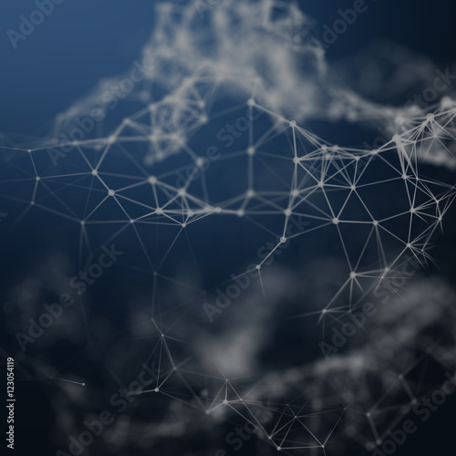 Abstract cybernetic particles background. Plexus fantasy technology background. 3d illustration. computer generated connection concept. polygonal space background with connecting dots and lines