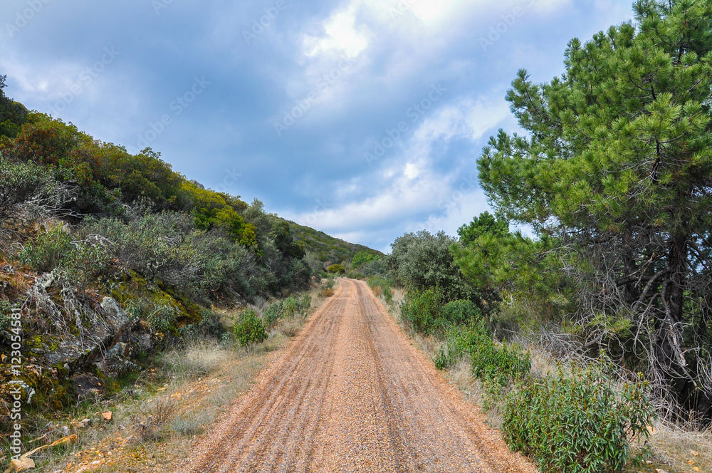 Camino montañoso en el Valle de Alcudia, España