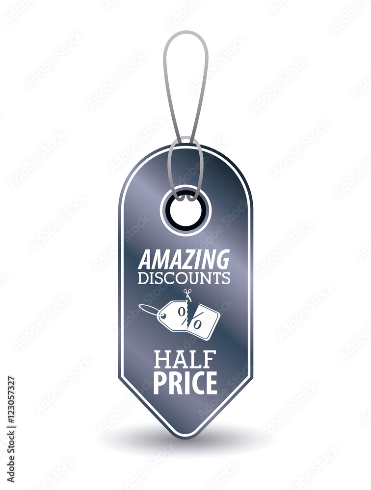 hanging silver tag icon. Price offer discount and market design. Isolated design. Vector illustration