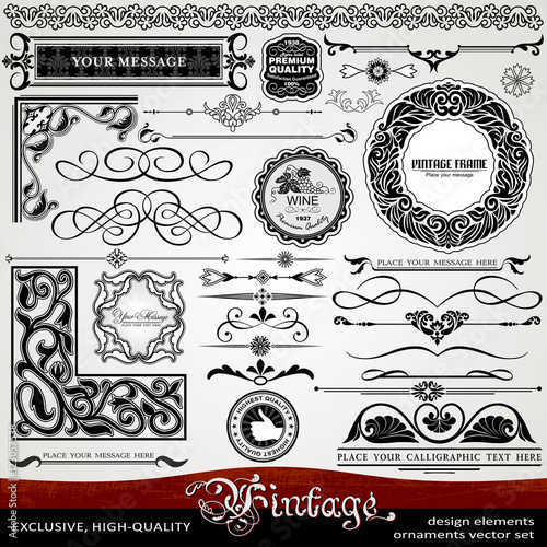 Vintage ornaments and dividers, calligraphic design elements