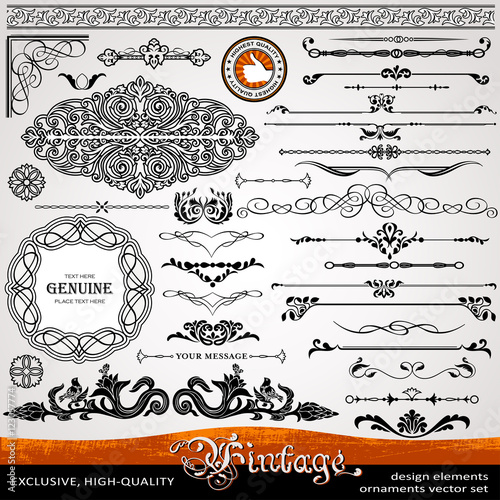Vintage ornaments and dividers, calligraphic design elements