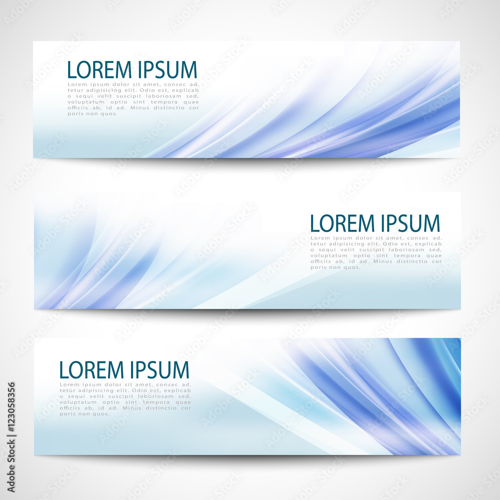 Fototapeta premium Abstract header blue wave smooth line white vector design