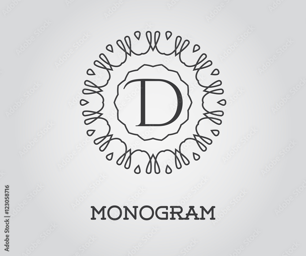 Naklejka premium Monogram Design Template with Letter Vector Illustration Premium