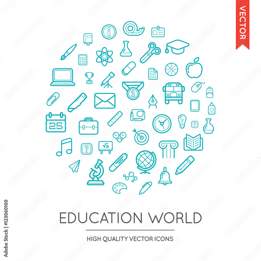 Vector Set of Modern Flat Thin Icons Inscribed in Round Shape Vector Set of Modern Flat Thin Icons Inscribed in Round Shape